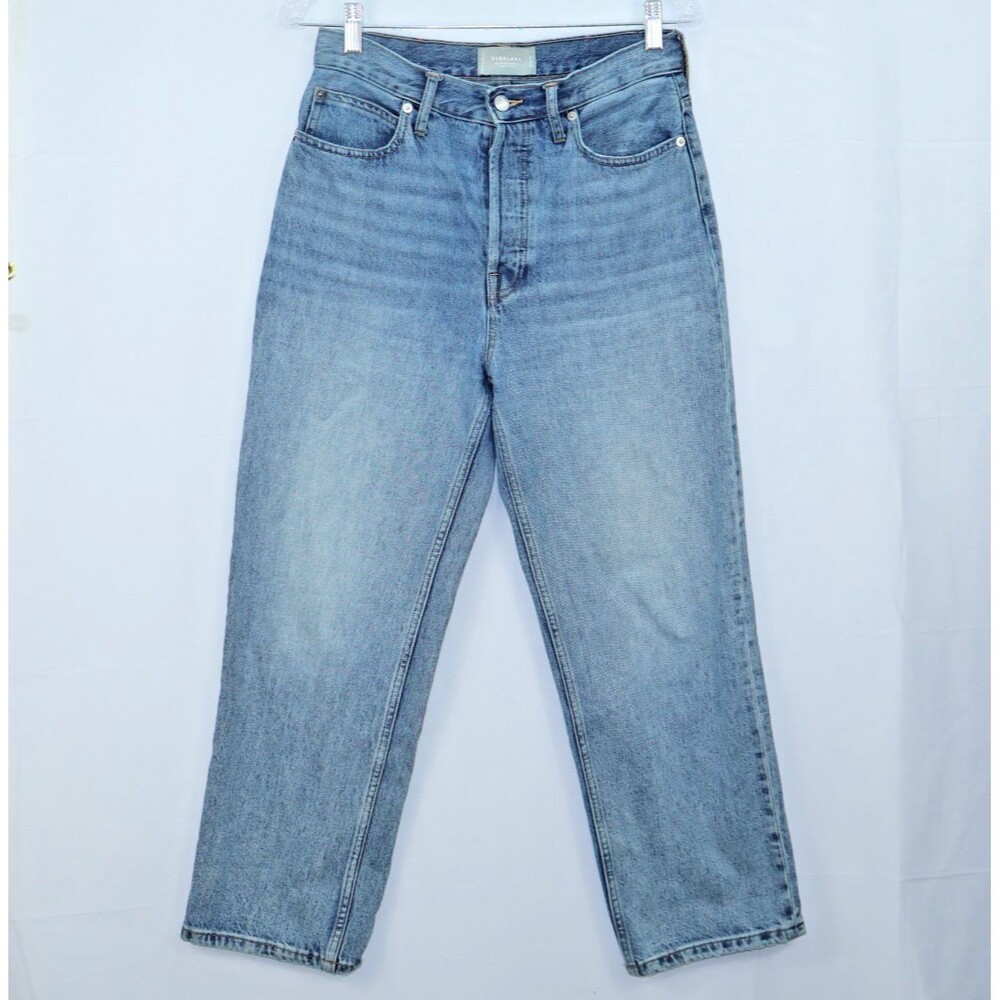 EVERLANE The 90’s Way High Straight Leg Jean Blue crop Size 28R Organic cotton